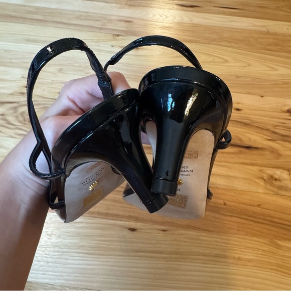 Stuart Weitzman Poudre Mondrian 50 Slingback PVC kitten heel Pumps in Black - Picture 10 of 13